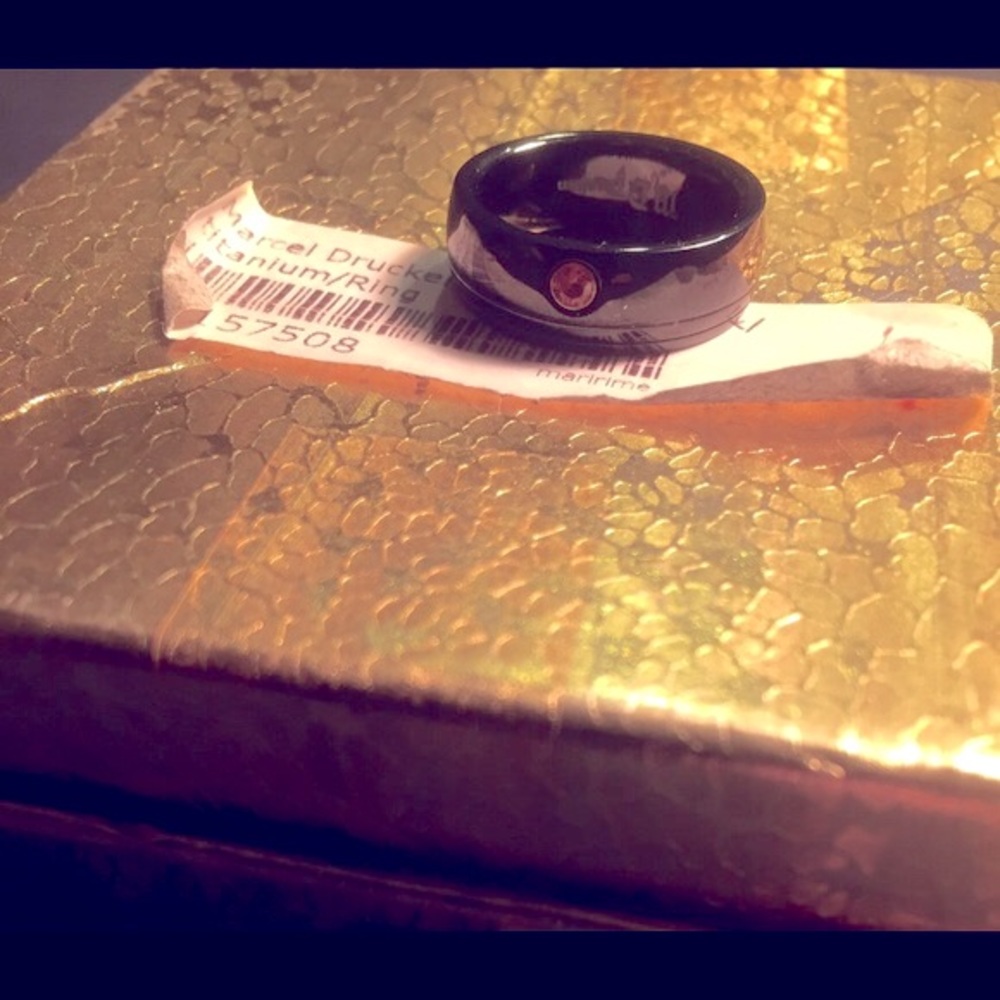 NWT Designer Marcel Drucker titanium Orange Sapphire ring Sz 7